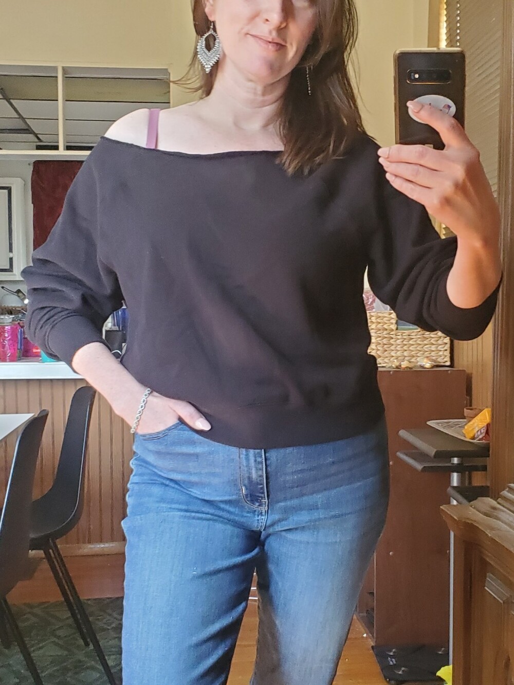 PINK Off-Shoulder Sweatshirt